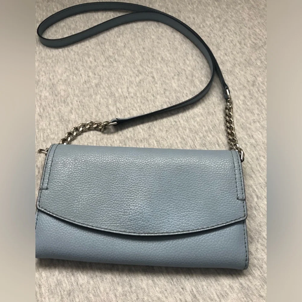 Kate Spade Leather Crossbody Blue Detachable Strap Purse Handbag Clutch